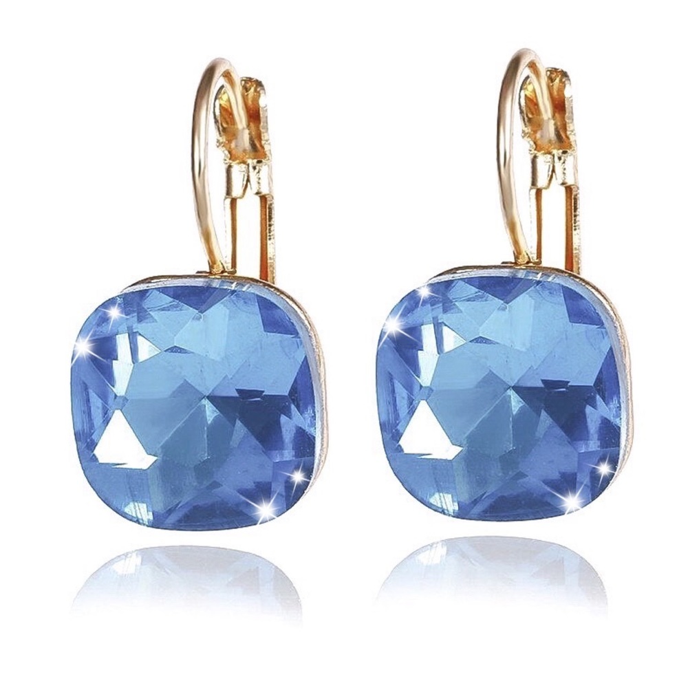 Any 2/$20! Gold/Baby Blue Crystal Earrings - Picture 2 of 6